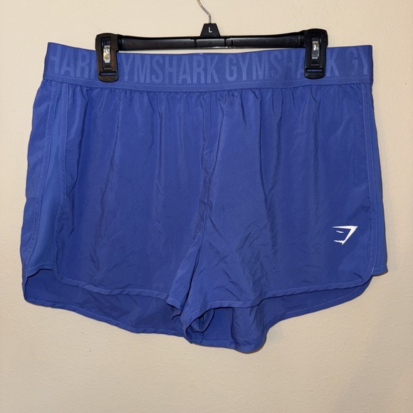 Gymshark Pants - Gymshark Training Loose Fit Shorts Blue Branded Waistband Dolphin Hem Womens L